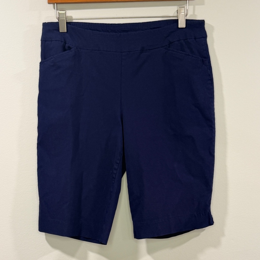 Kim Rogers Women’s Navy Pull-On Bermuda Shorts Size 10